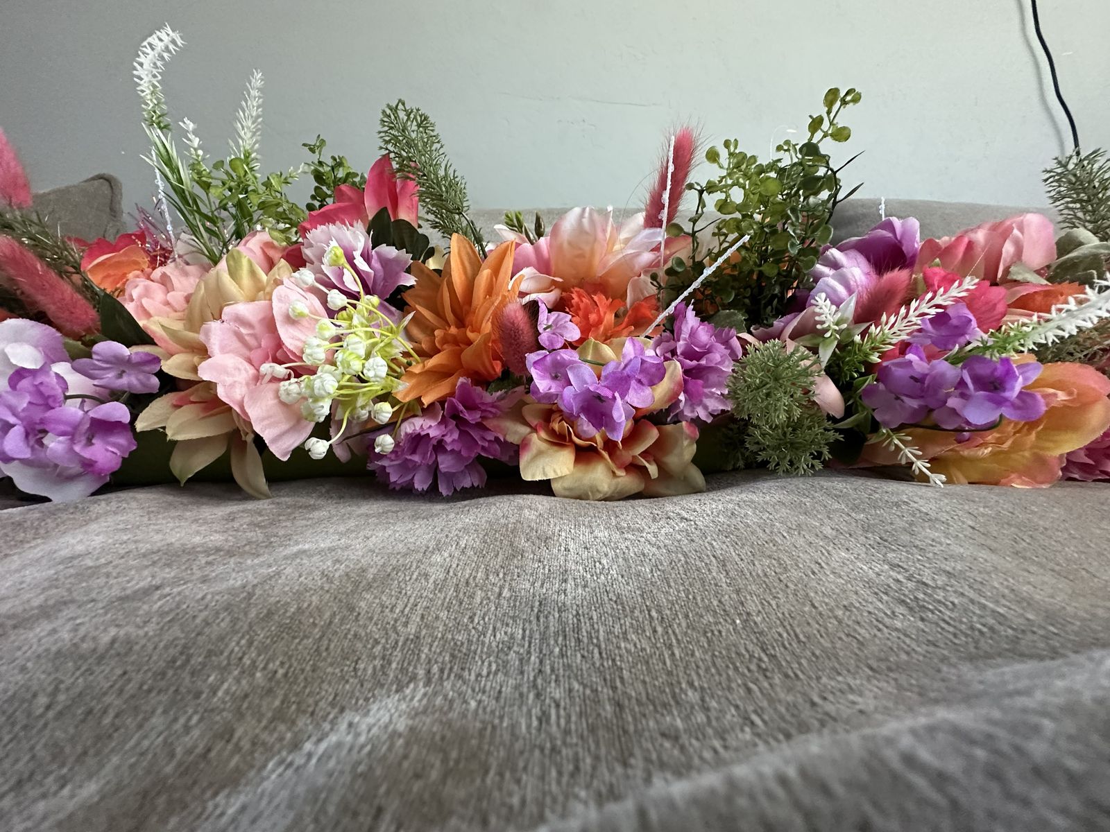 Large Handmade Faux Floral Centerpiece / Table Garland – 5-6 ft –