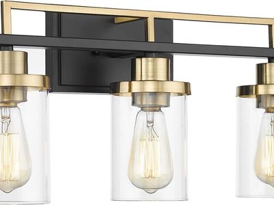 21" 3-Light Gold & Black Bathroom Vanity Light Fixture