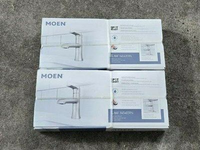 2 Brand NEW Sealed Box Moen Liso Single Handle Single Hole Bathroom Faucet Spot Resist Brushed Nickel