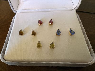 4 Pairs Of Gold Tone Sterling Silver Earrings