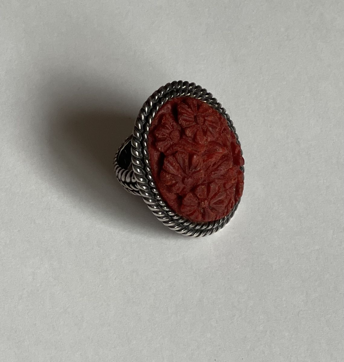 Amy Kahn Russell Sterling Silver 925 Carved Red