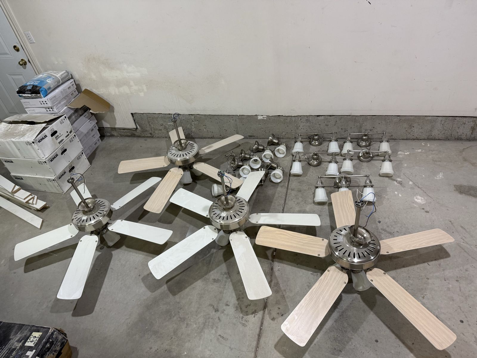 vanity lights, sconces, ceiling fans