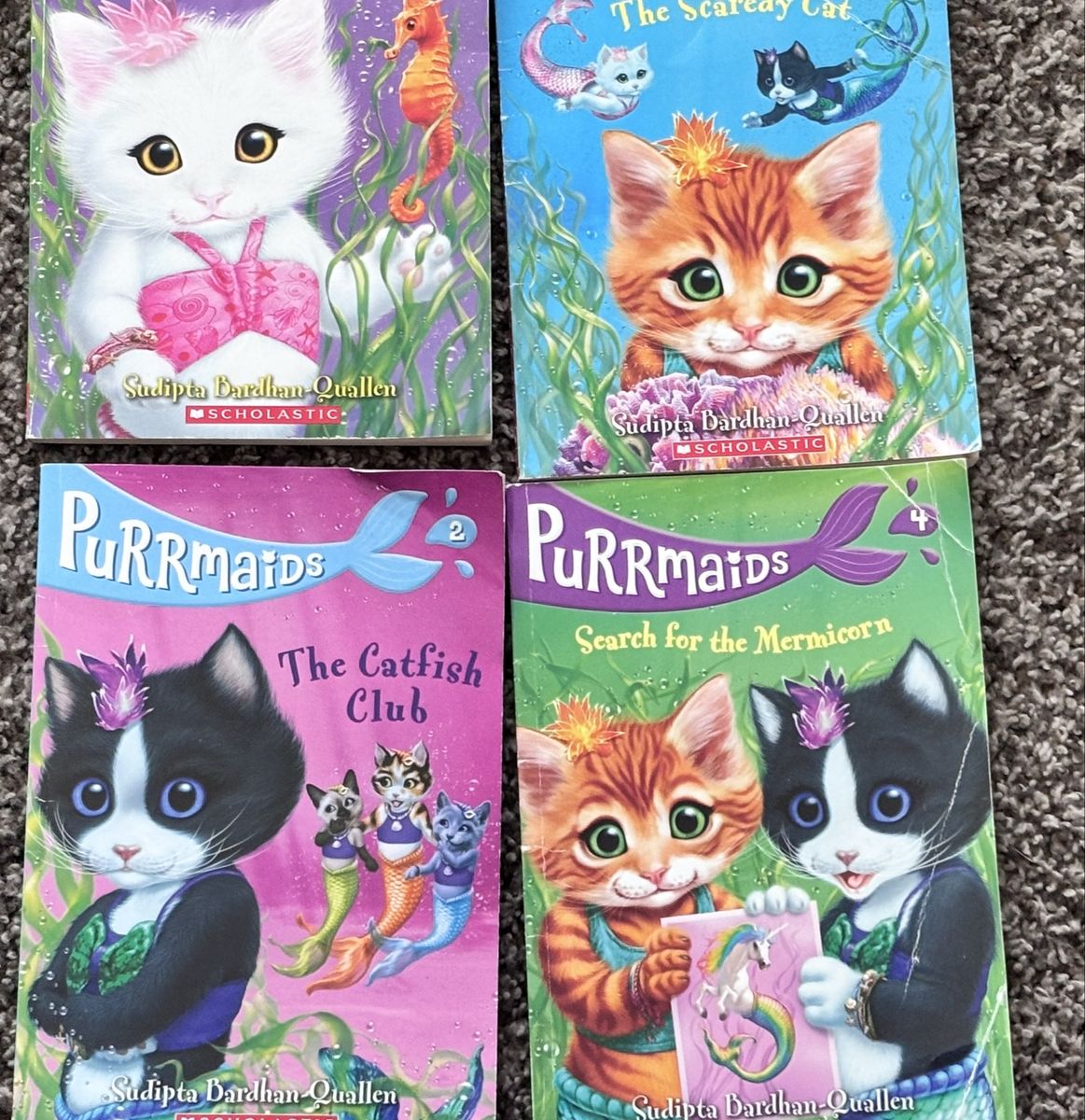 PurrMaids Kids Chapter Books Set by Sudipta Bardhan-Quallen (4 Books for $12)Scholastic Mermaid Cats