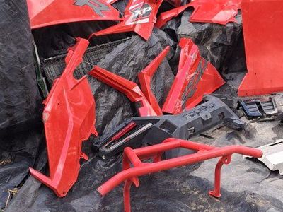 Polaris RZR 900 Red Plastic Body Panels & Roll Cage - Used Parts