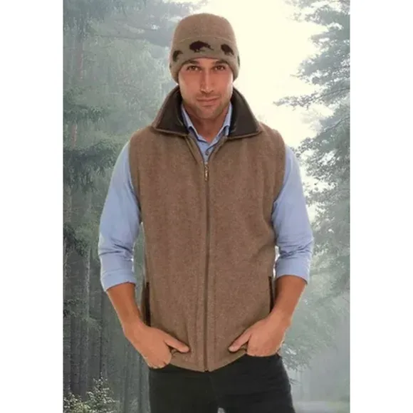Men’s Merino Wool Vest XL – Leather Trim – Like New – Priced to Sell