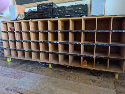 Antique hotel mailbox - large Wooden Cubby Storage Organizer with Wheels