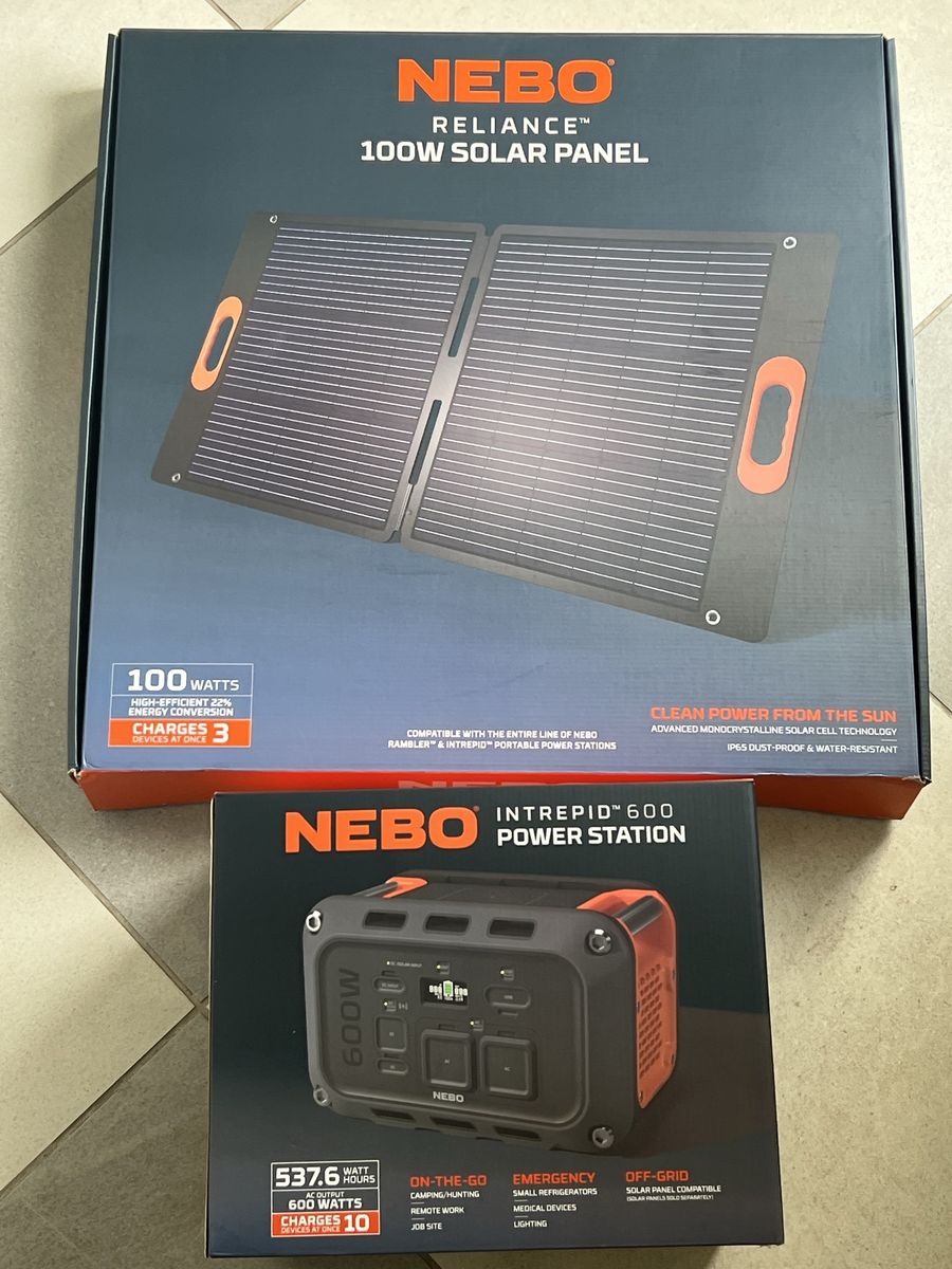 Nebo Reliance 100W Solar Panel & Intrepid 600 Power Station Combo