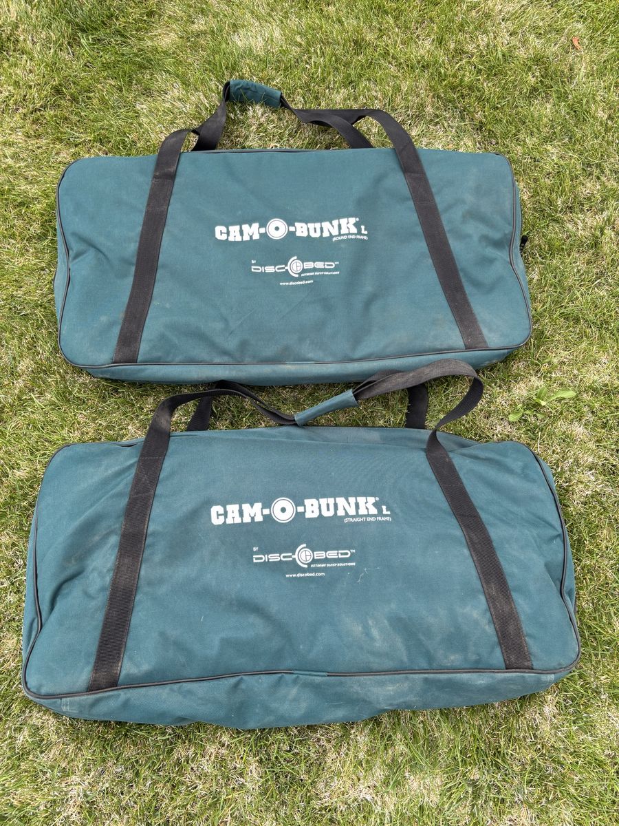 Disc-O-Bed Cam-O-Bunk L modular camping cot set.