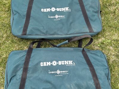 Disc-O-Bed Cam-O-Bunk L modular camping cot set.
