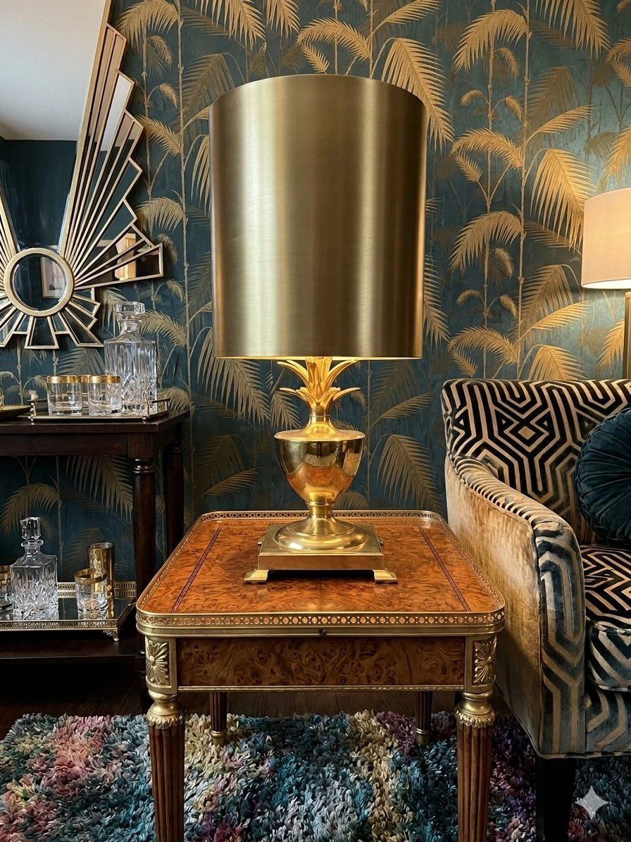 Vintage Polished Solid Brass Pineapple Lamp