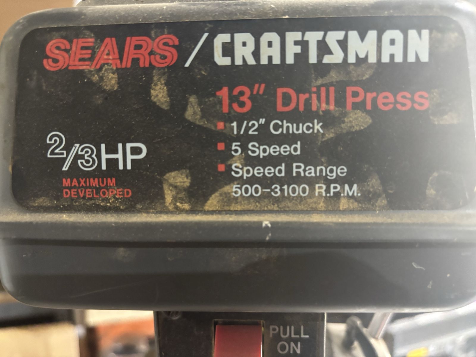 Sears Craftsman 13" Drill Press 2/3 HP 5-Speed 1/2" Chuck