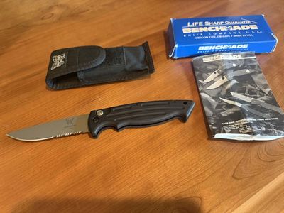Benchmade 2000S-BLK Reflex Full-Automatic Side-Opening Knife w/ Partially Serrated Blade--Original Sheath, Box, and Papers