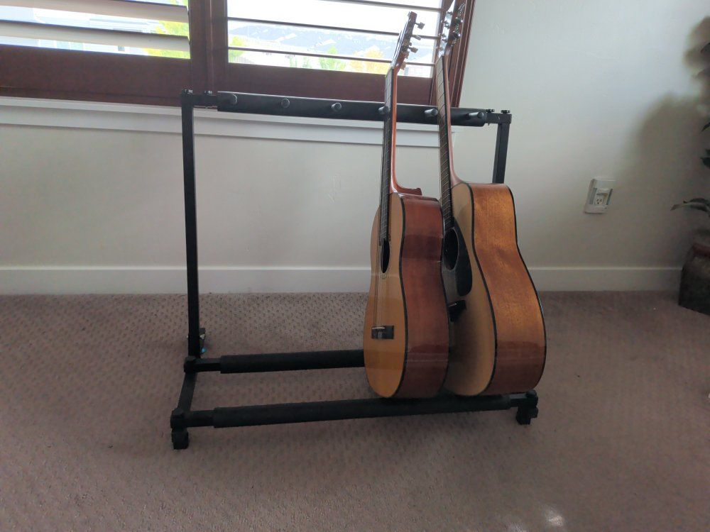 Multi-Guitar Stand Rack - Holds 5 Acoustic/Electric Guitars - Black Metal, Foam Padding