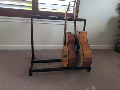 Multi-Guitar Stand Rack - Holds 5 Acoustic/Electric Guitars - Black Metal, Foam Padding