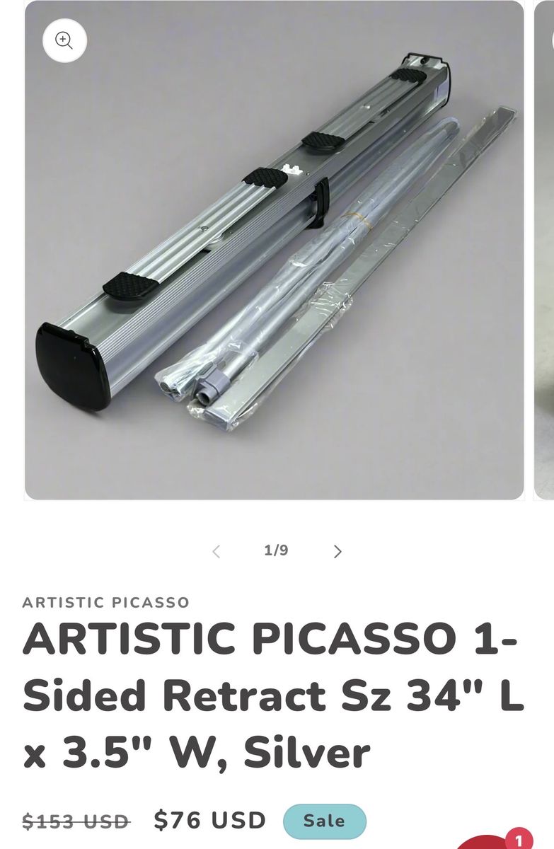 Artistic Picasso 1 sided retract stand 34 x 3.5