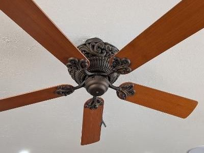 Two Monte Carlo 5-Blade Ornate Bronze & Wood Finish Ceiling Fans - 52 inch
