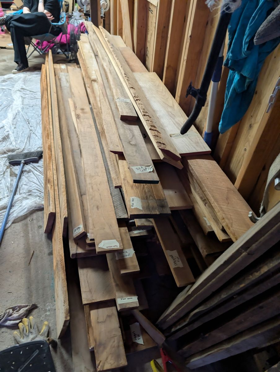 Wood Lumber Assortment - Various Sizes and Species, mainly white oak, and black walnutwalnut