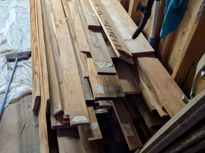 Wood Lumber Assortment - Various Sizes and Species, mainly white oak, and black walnutwalnut
