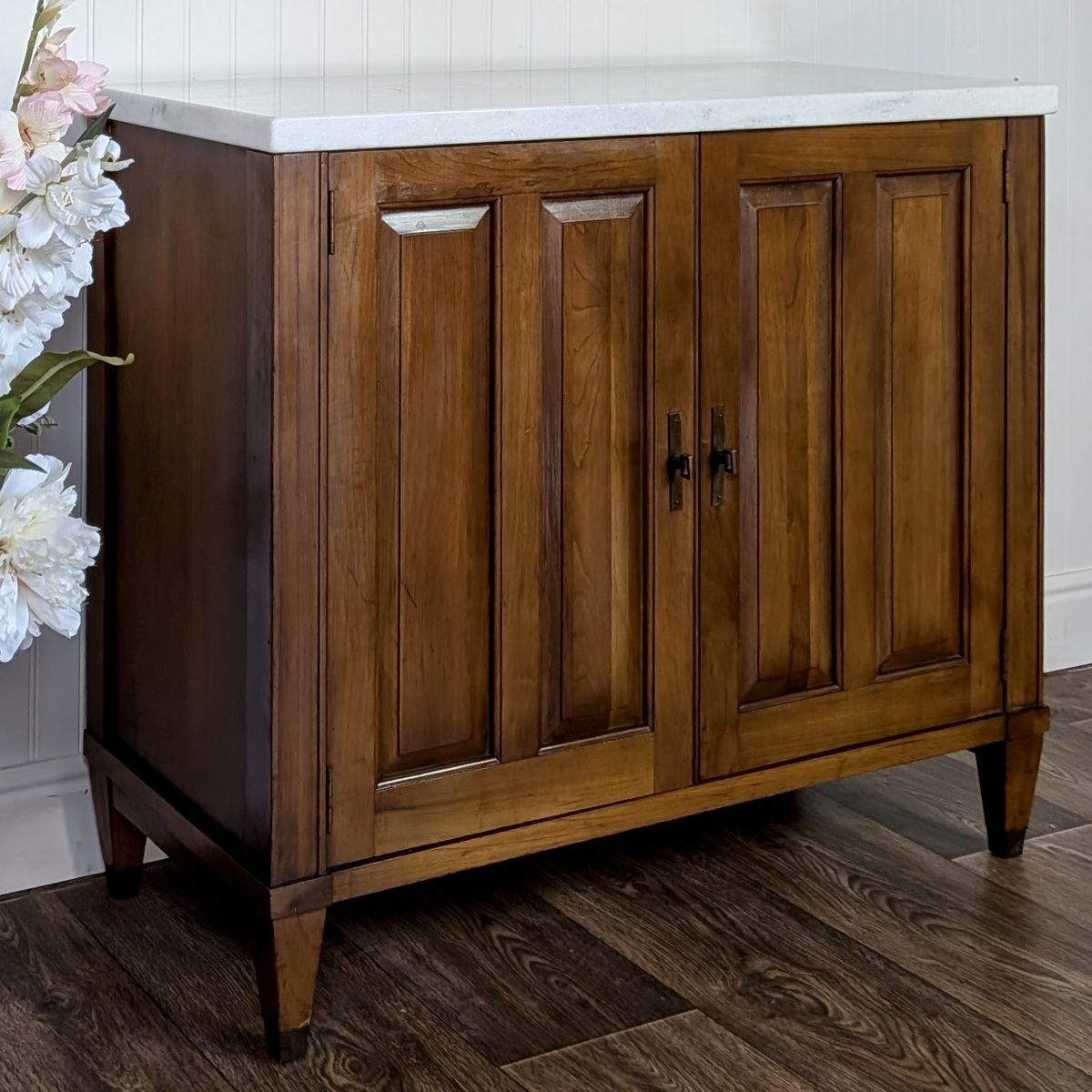 Vintage Mid-Century Marble-Top Brandt Cabinet