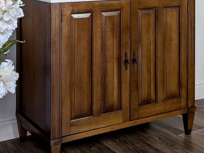 Vintage Mid-Century Marble-Top Brandt Cabinet