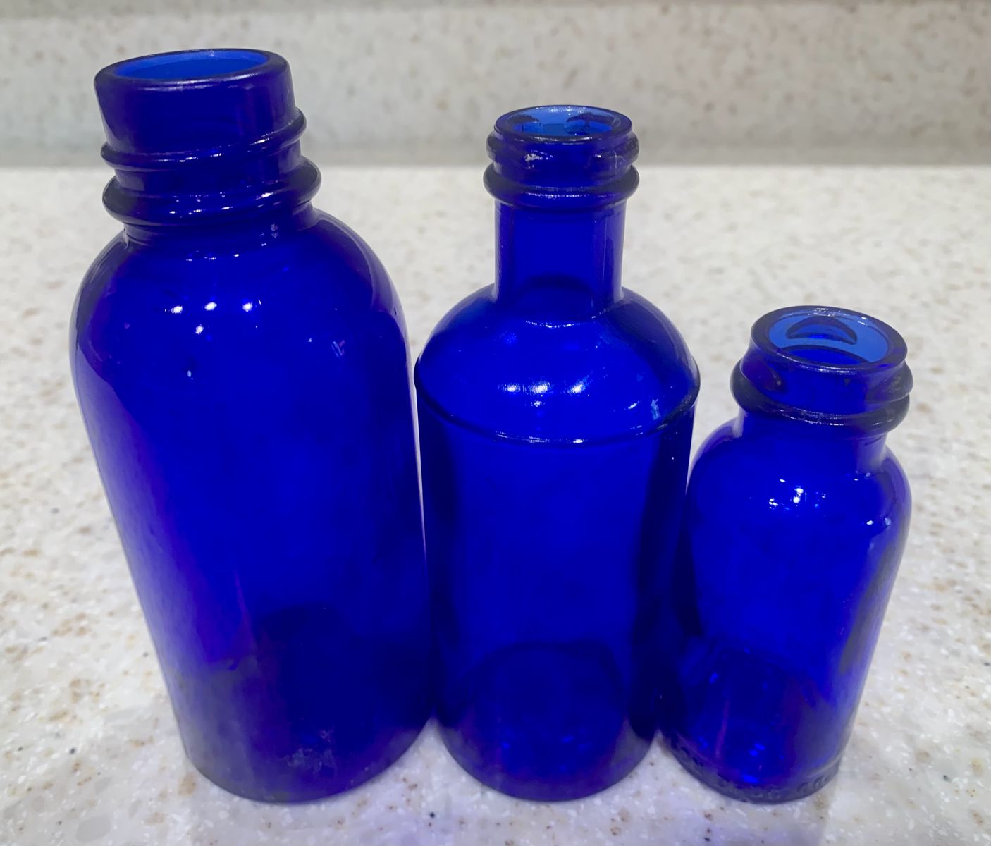 Lot of  3 Old Antique Cobalt Blue Bottles 