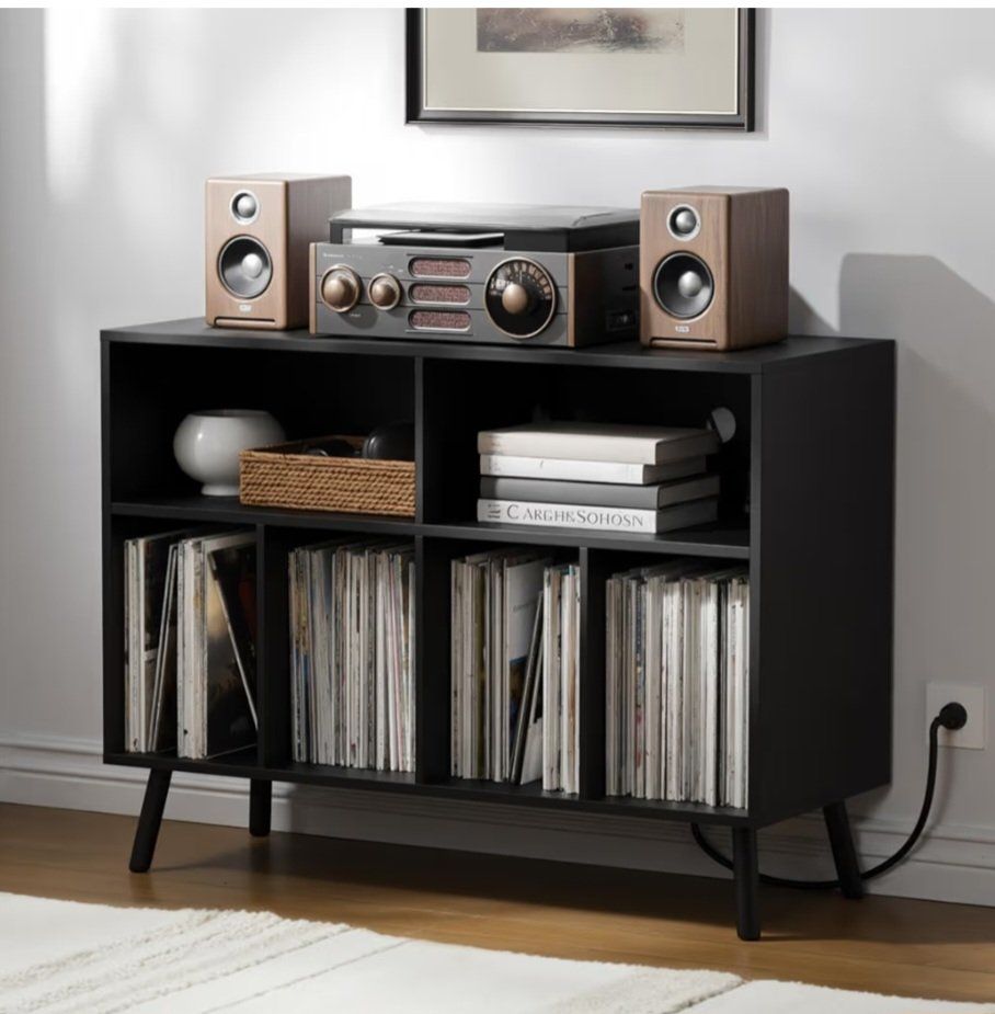 Record Player Stand with Vinyl Storage Cabinet