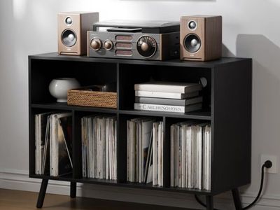 Record Player Stand with Vinyl Storage Cabinet