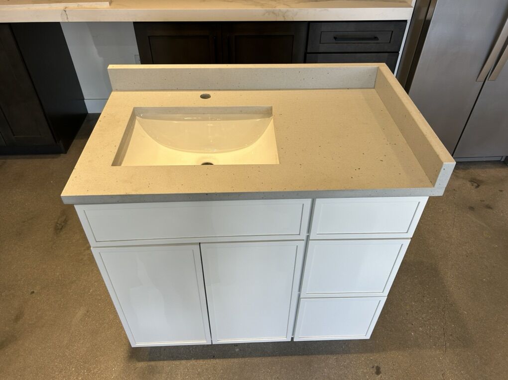 36 Inch ShaKer White Vanity Quartz Top