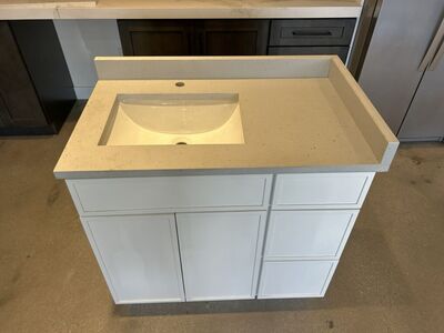 36 Inch ShaKer White Vanity Quartz Top
