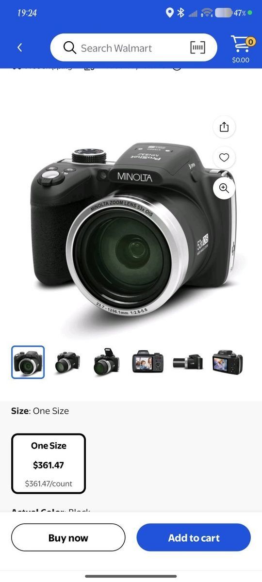 Minolta MN53Z 53x OIS Wide-Angle Zoom Digital Camera, Black