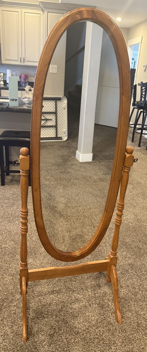 Full Length Mirror on Wooden Stand