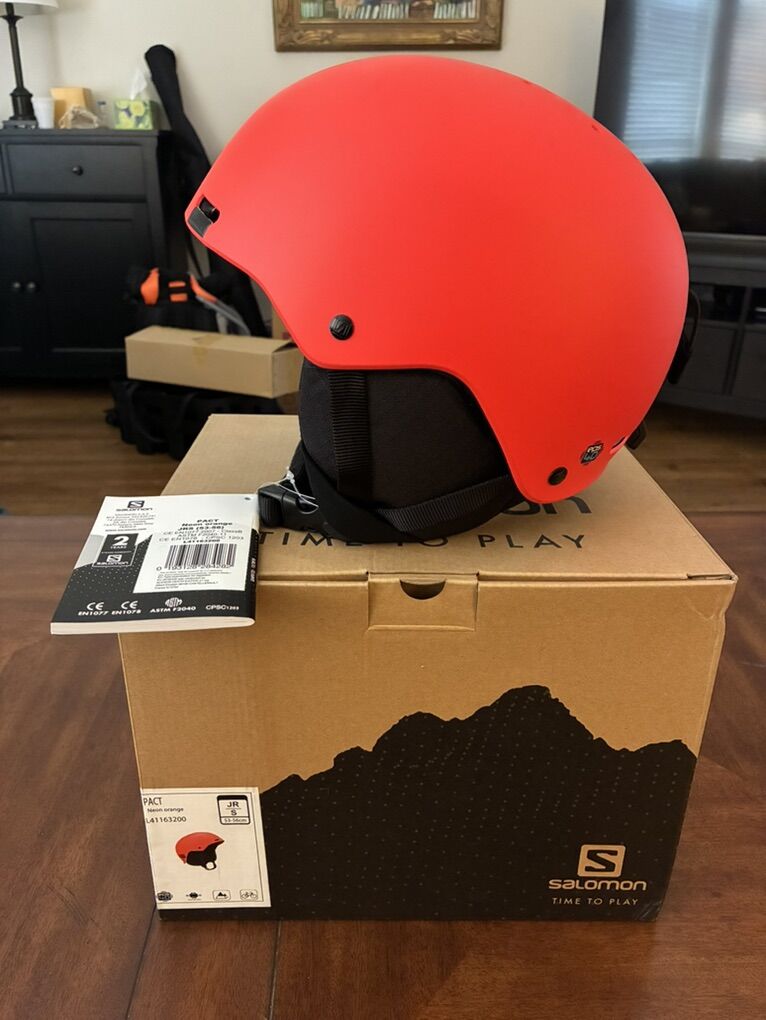 Salomon Helmet Pact Jr - Neon Orange - New - Size 53-56cm