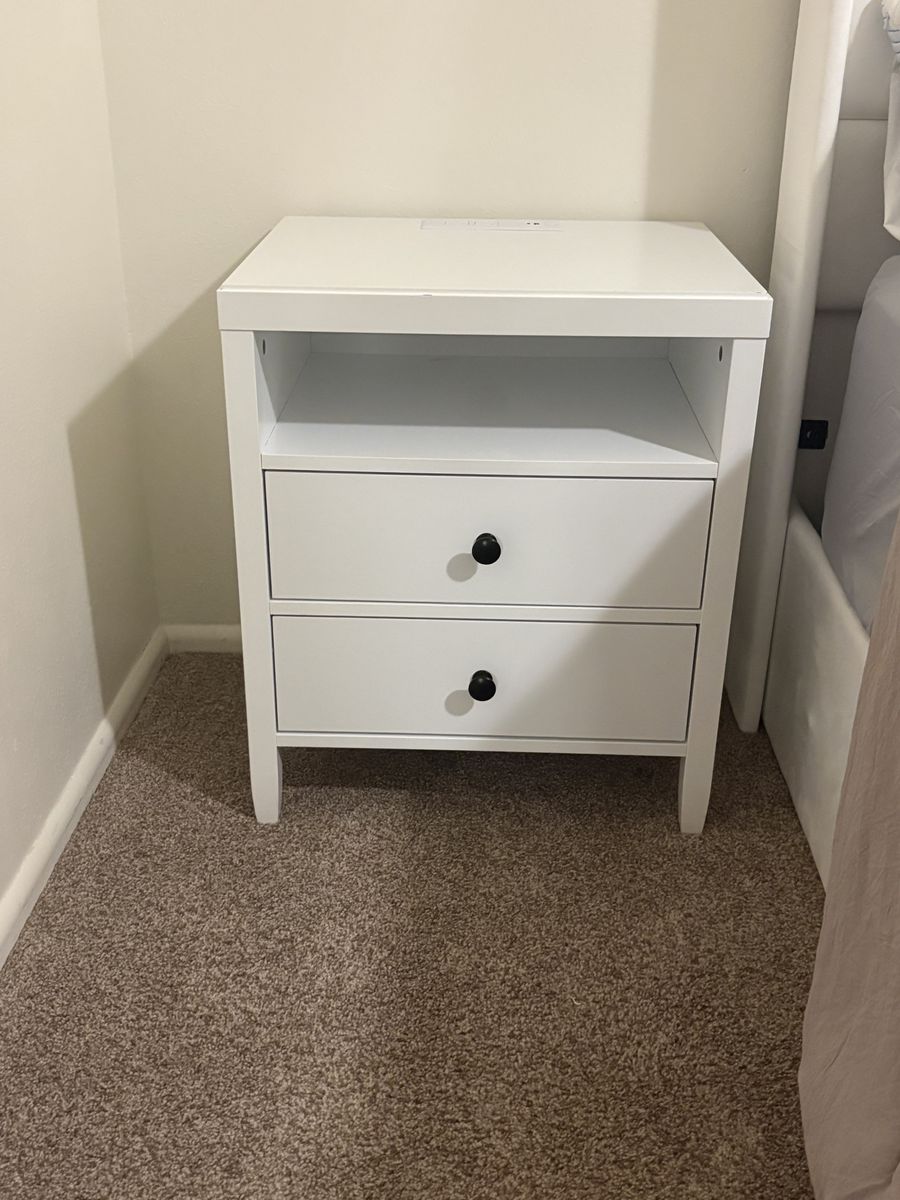White Nightstand with Power Outlets