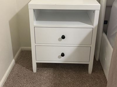 White Nightstand with Power Outlets