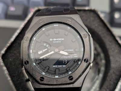 Casio G-Shock GA-2100 Modified Royal Oak Mod Black with Extra Clear Strap