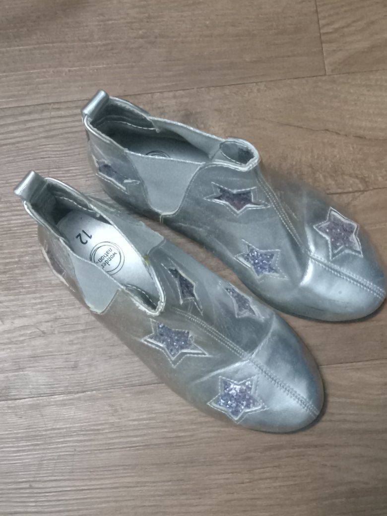 Wonder Nation Girls Silver Glitter Star Ankle Boots Size 12