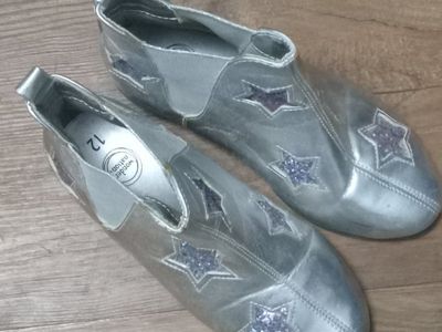 Wonder Nation Girls Silver Glitter Star Ankle Boots Size 12