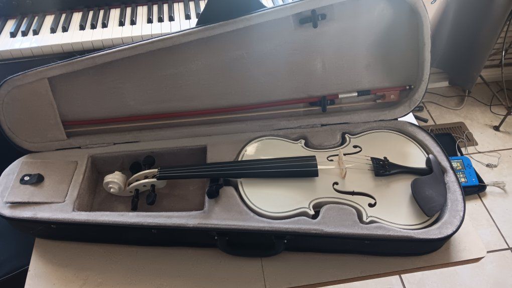 White Violin with Case and Bow - Excellent Condition, Ready to Play