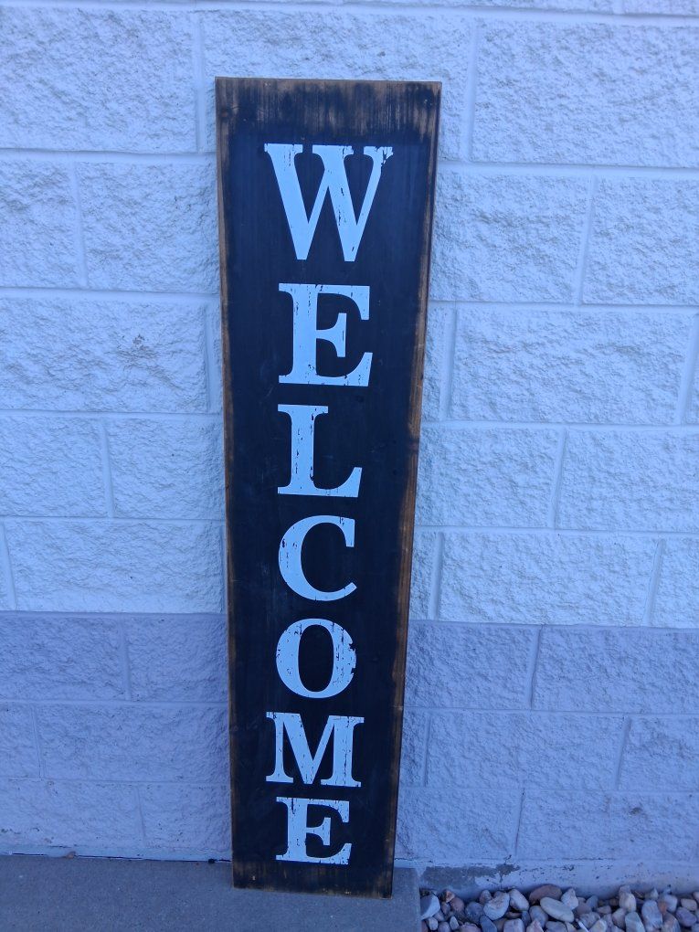 Hobby Lobby Welcome Sign 13x59.8in Black  Home Decor Porch Leaner