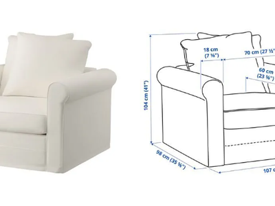 IKEA GRÖNLID Armchair + Inseros White Cover - New in Original Packaging