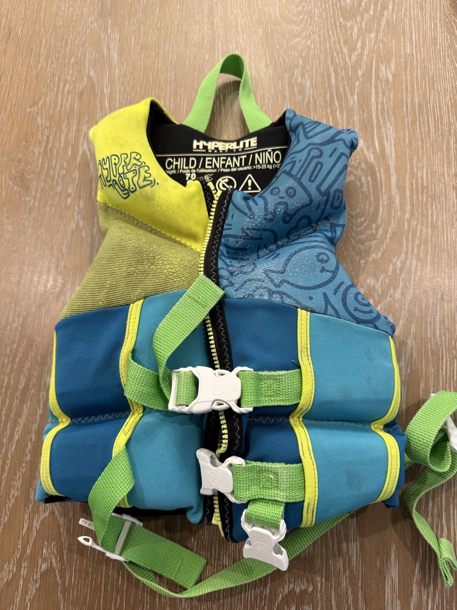 Hyperlite Child Life Jacket USCG Approved 33-55 lbs Blue Green
