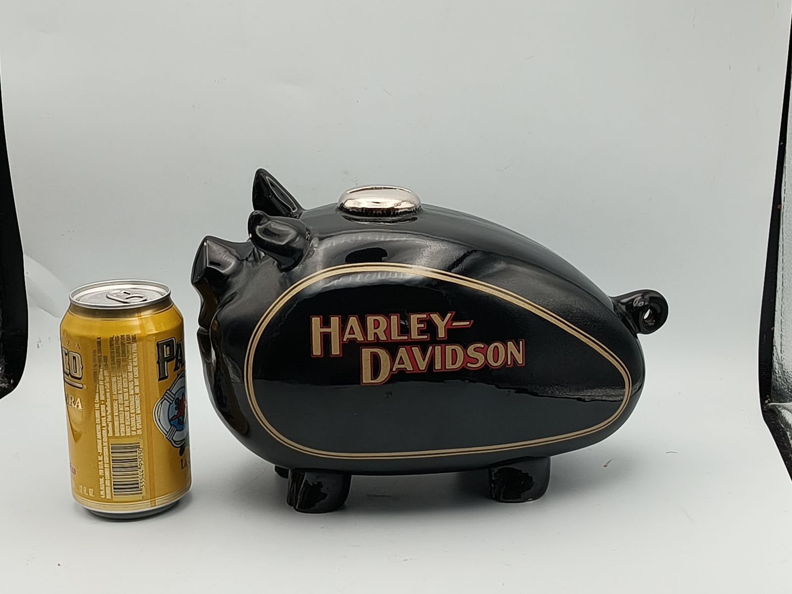Vintage 1982 LARGE Harley Davidson Black Gas Tank Hog/Piggy Bank 11.5 x 7.5