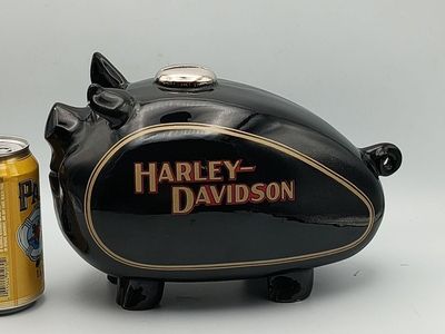 Vintage 1982 LARGE Harley Davidson Black Gas Tank Hog/Piggy Bank 11.5 x 7.5
