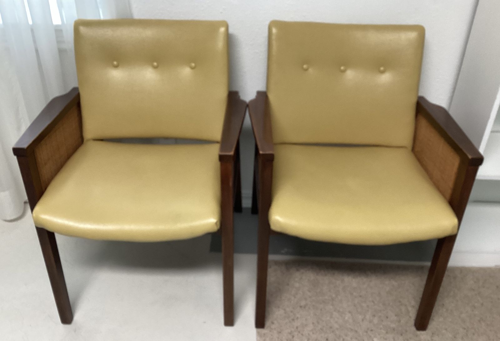 Mid-Century Modern Wood and Vinyl Chairs