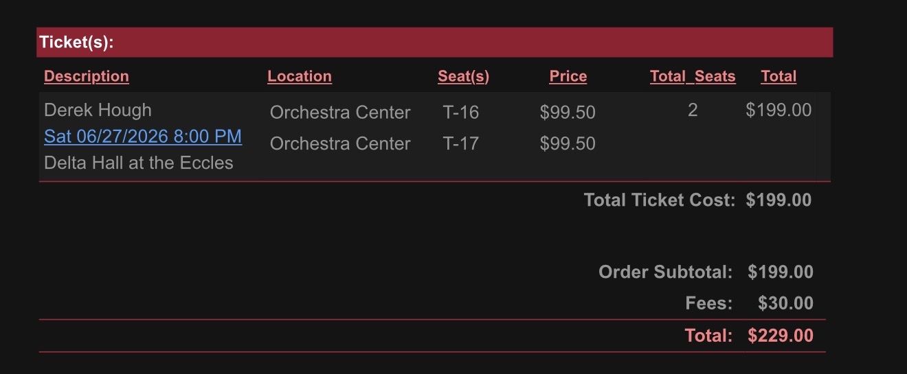 Derek Hough Symphony of Dance Sat 6/27