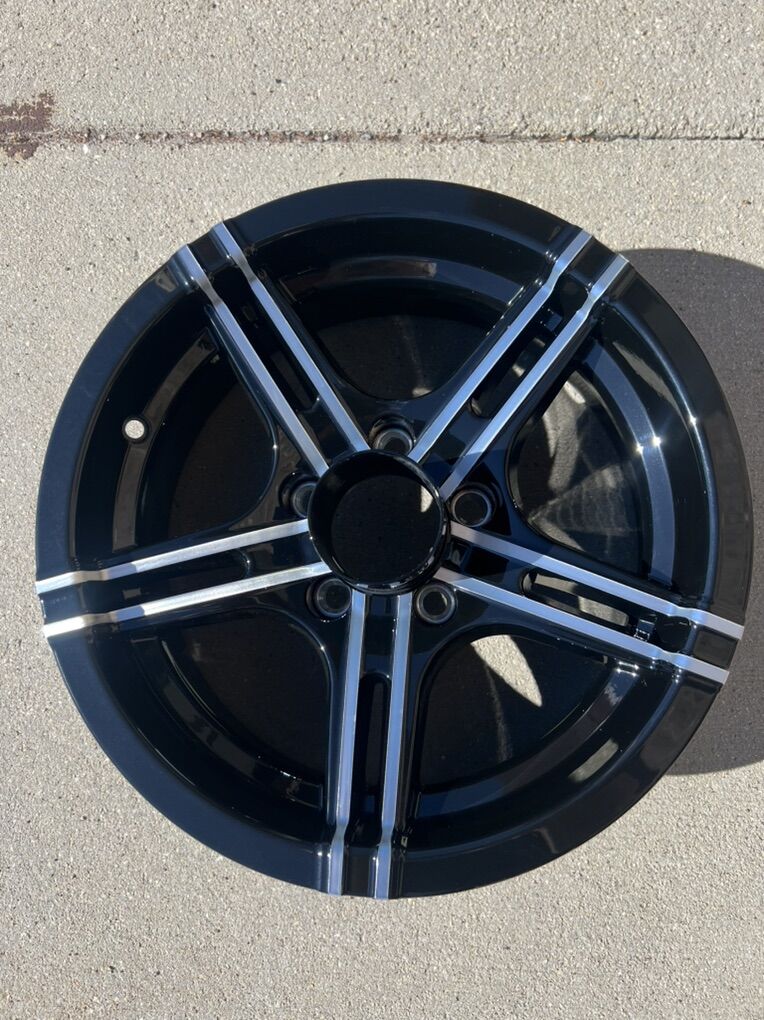 4 15x6 Helo Trailer Wheels 5x4.5 Black Machined