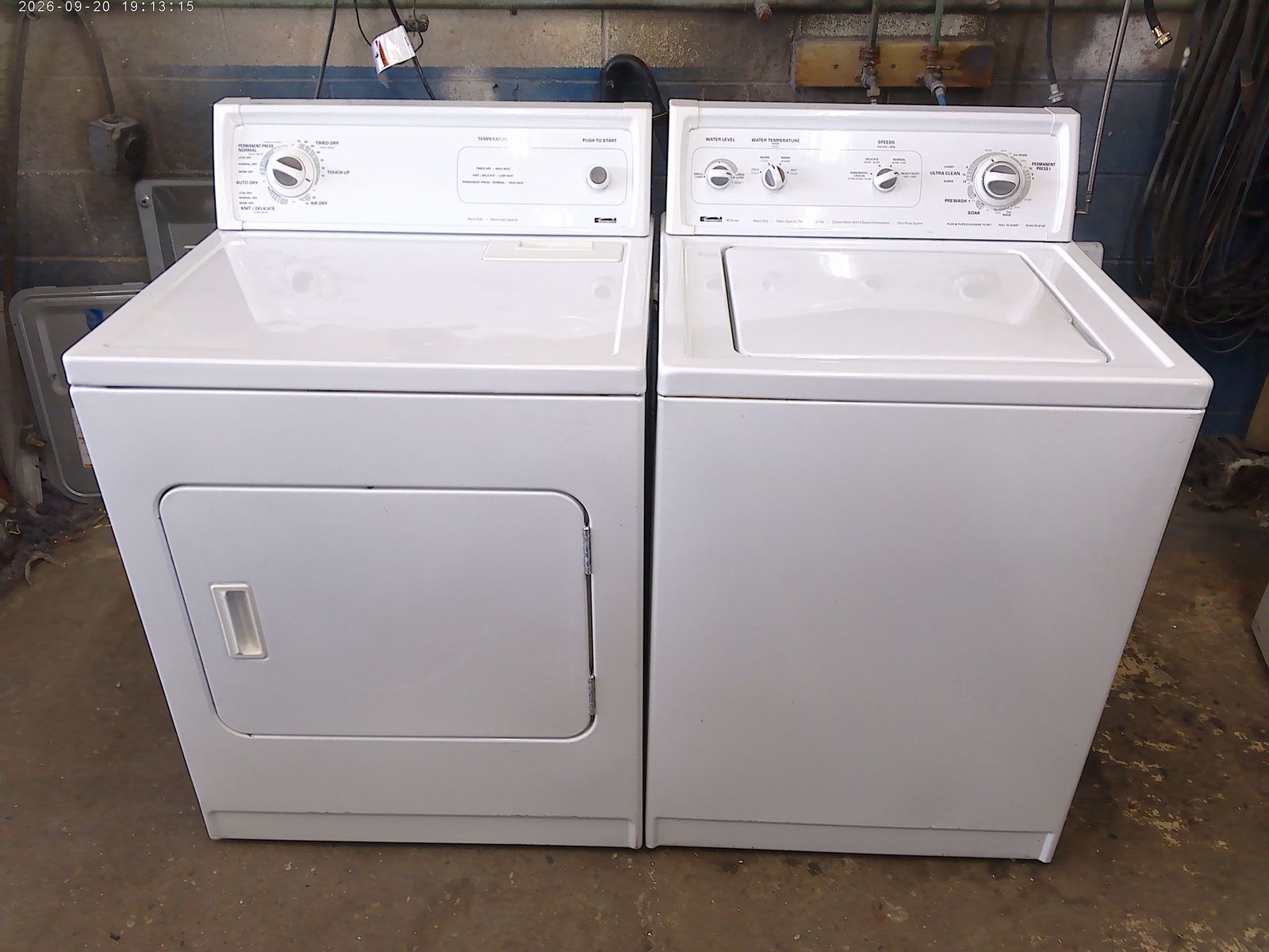 Kenmore top load washer with matched electric dryer