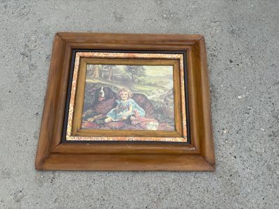 Vintage framed Antique St. Benard with girl “Wide Awake” Print Art $200 cash/venmo in Draper