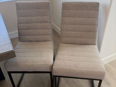Set of 6 New Fabric Dining Chairs with Metal Legs - Modern & Stylish