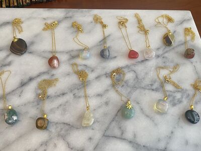 NEW - Beautiful Natural Healing Stones Necklaces on 20 inch Gold Plated Chain Your Choice $13 C PIX